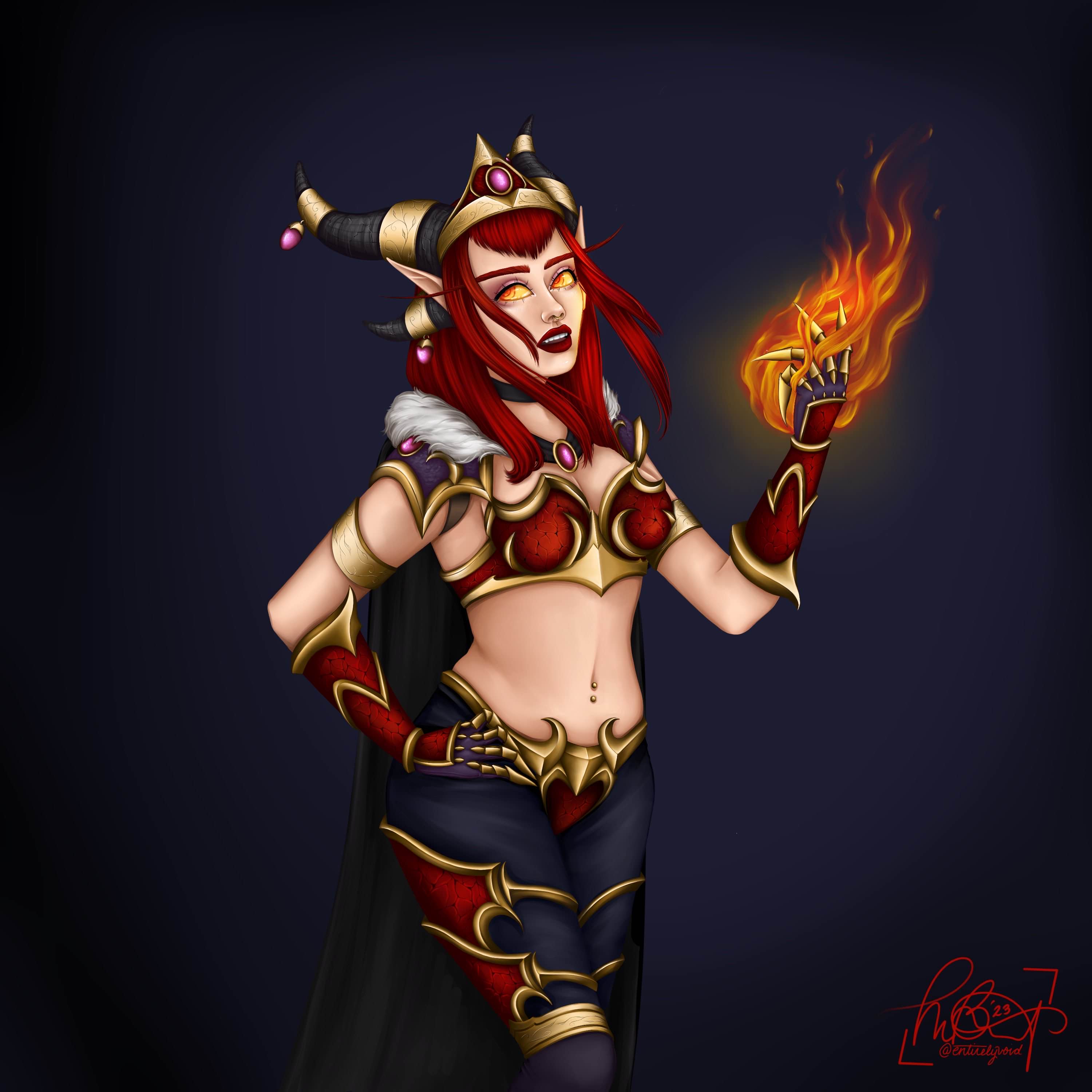 Fanart of Alexstrasza from Wold of Warcraft. Created in Procreate in 2023.