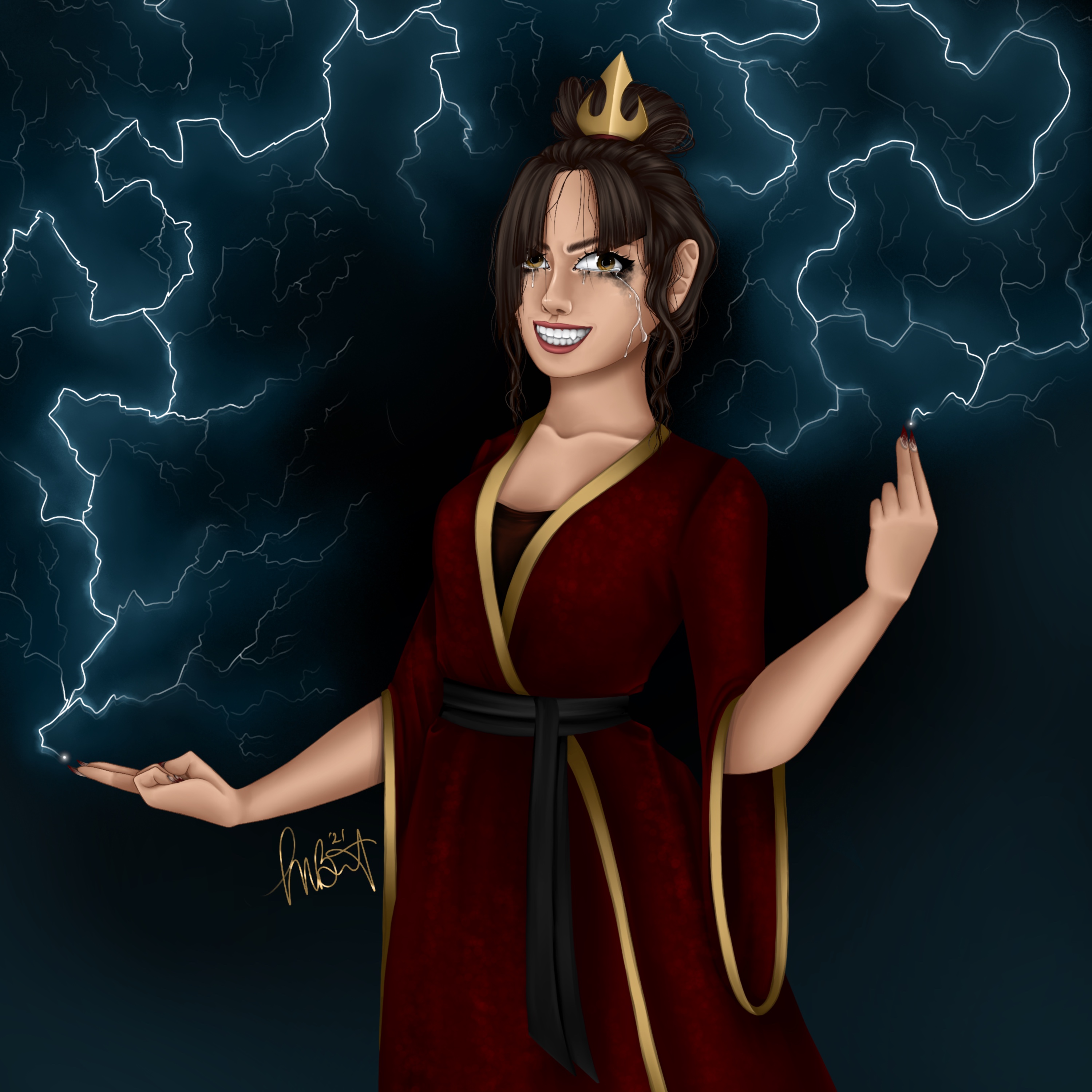 Fanart of Azula from Avatar the Last Airbender. Created in Procreate in 2021.