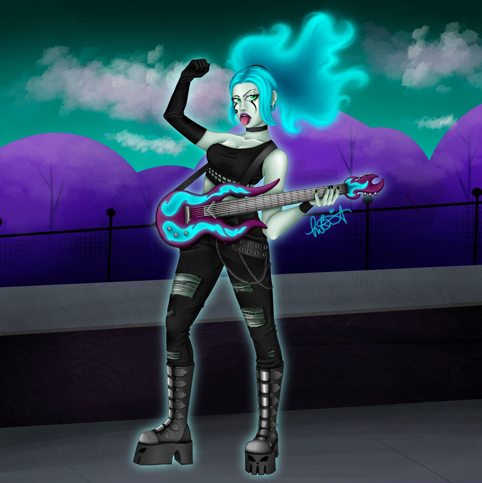 Fanart of Ember McClaine from Danny Phantom. Created in Procreate in 2021.