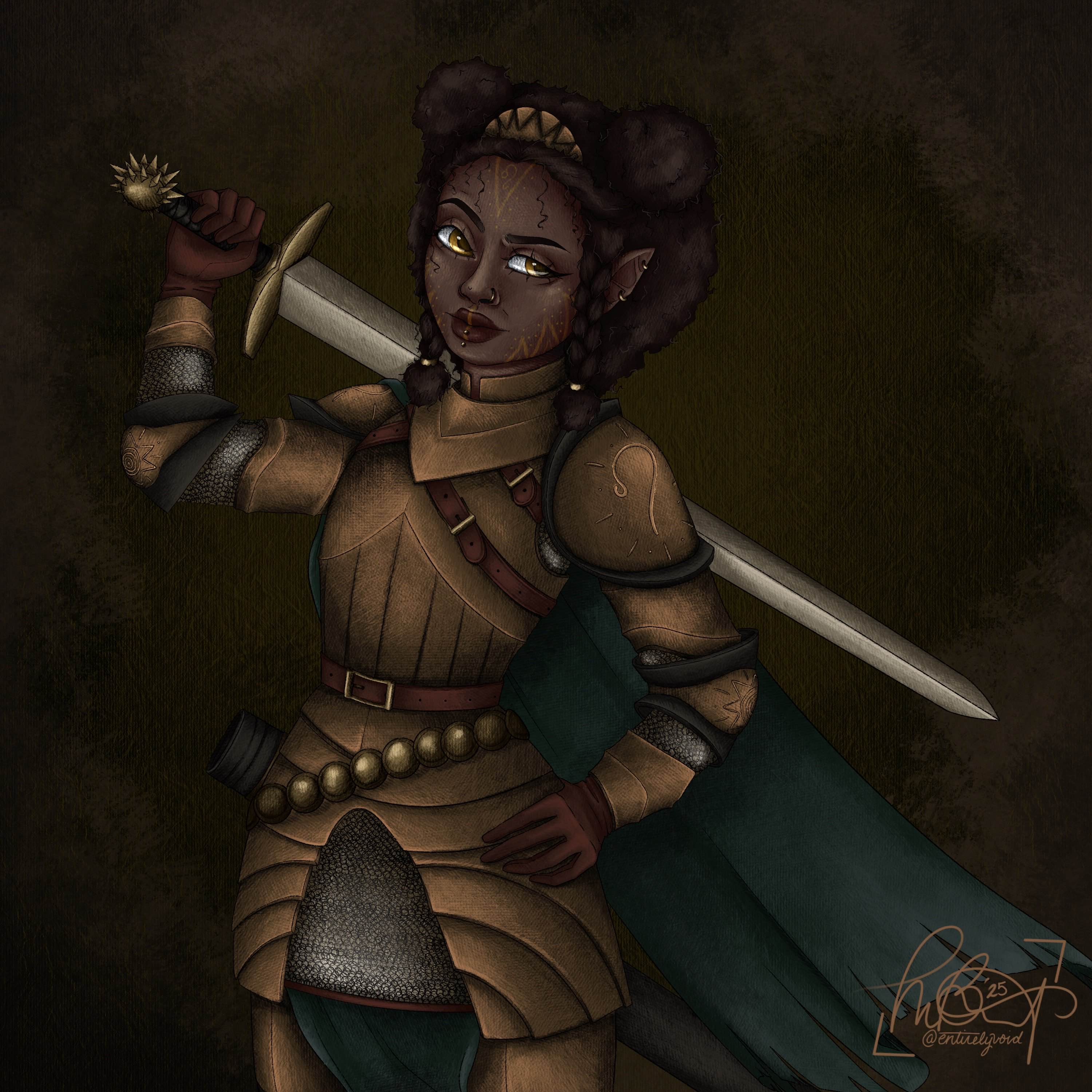Original concept of the Zodiac Sign 'Leo' depicted as a Paladin warrior. Created in Procreate in 2025.