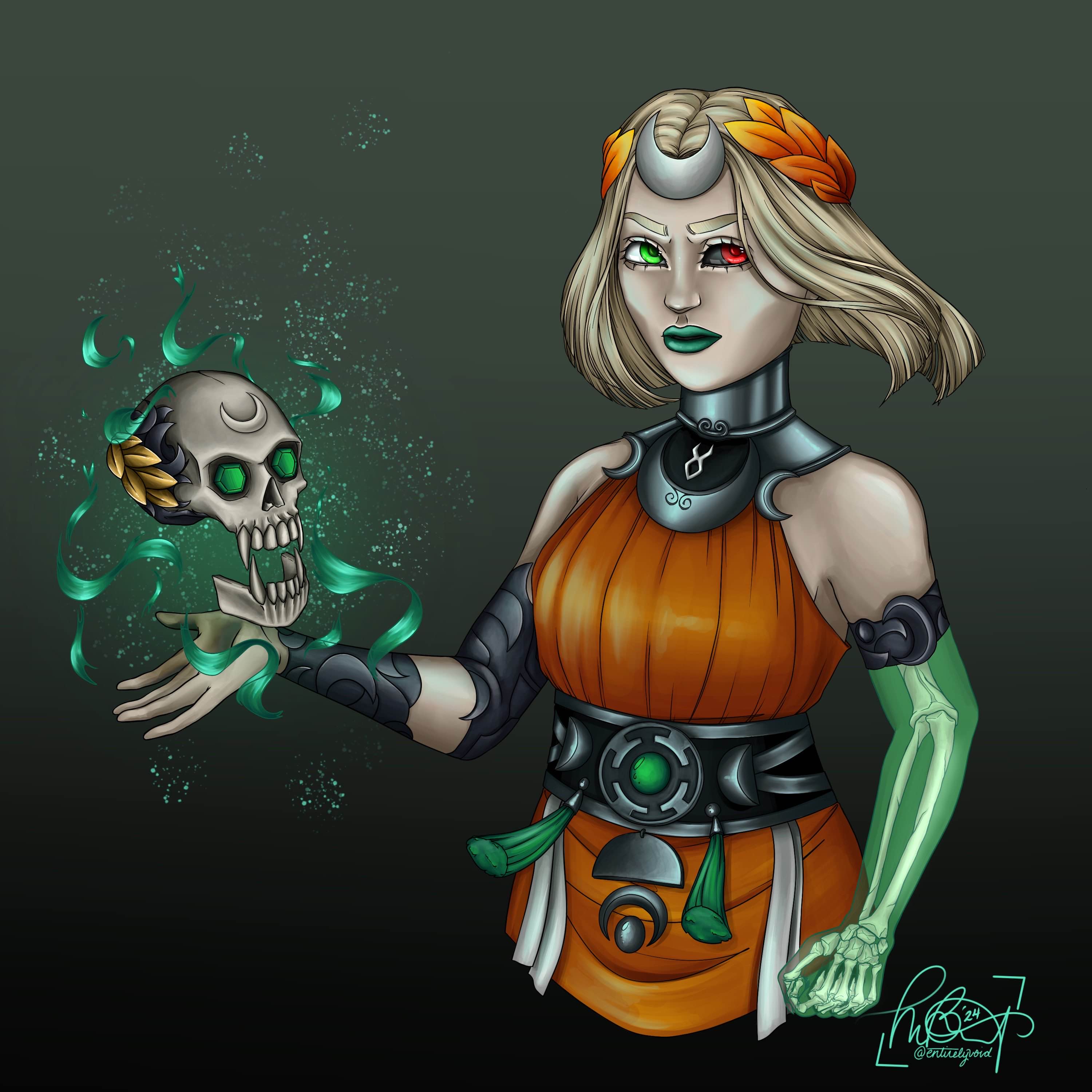 Fanart of Melinoe from Hades II. Created in Procreate in 2024.