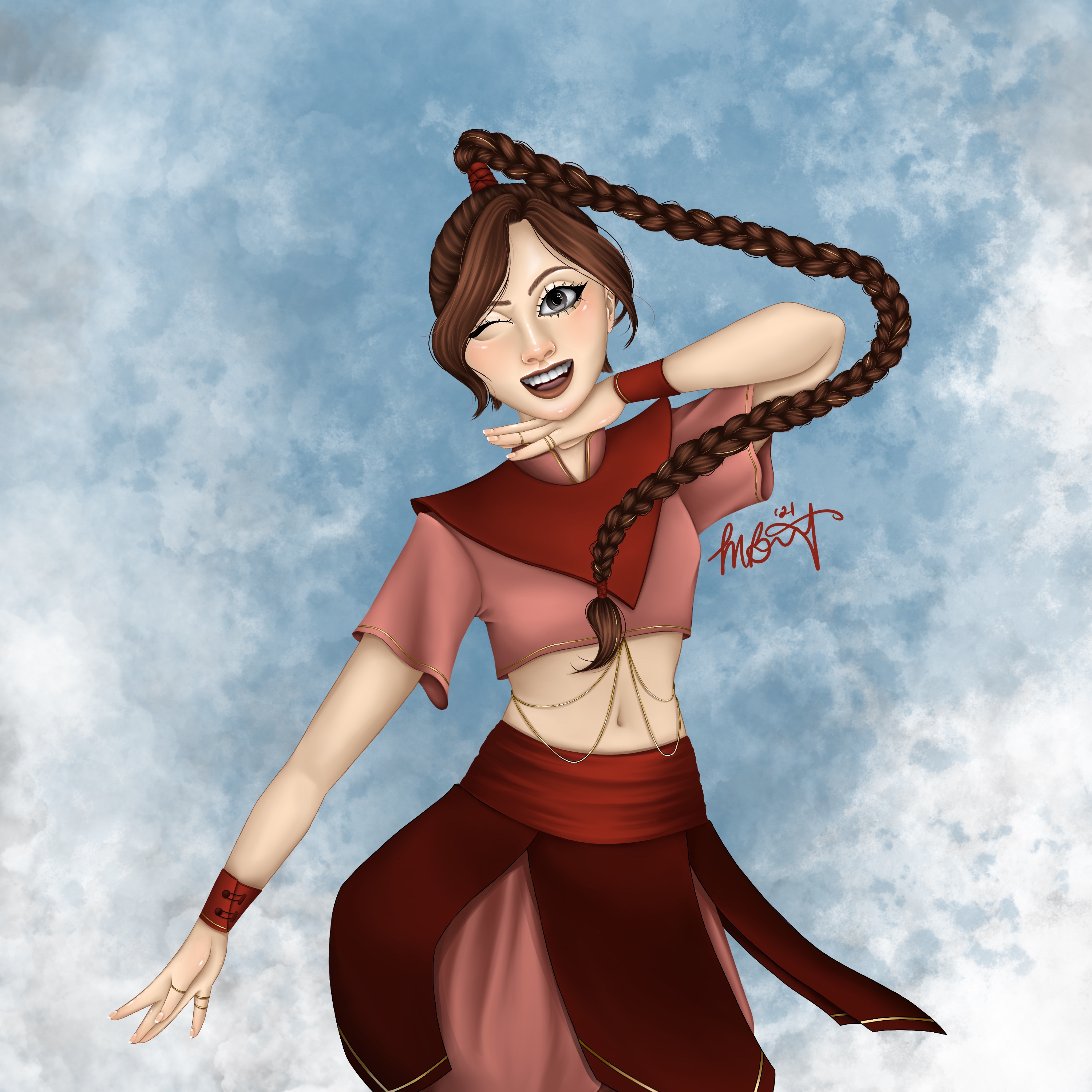Fanart of Tai Lee from Avatar the Last Airbender. Created in Procreate in 2021.